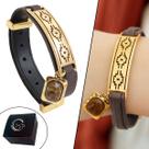 Pulseira de Couro Bioma Pampa Country Pedra Natural Olho de Tigre Ajustável