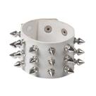 Pulseira de couro cravejado com pontas prateadas para homens