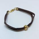 Pulseira de Couro duplo folheado a Ouro