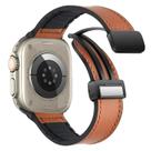 Pulseira De Couro E Silicone Compatível Com Apple Watch Ultra 49mm