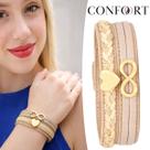 Pulseira de Couro Feminina Ajustável Símbolo do Infinito e Coração Amor Vários Modelos