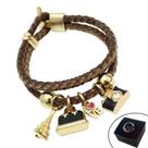 Pulseira de Couro Feminina Berloques Paris Bolsa Marrom