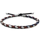 Pulseira De Couro Feminina Trançada Azul