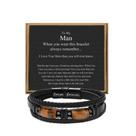 Pulseira de couro JoyCuff para homens com 2 pedras de olho de tigre