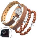 Pulseira de Couro Kit 04 São Bento Marrom Fecho Strap Plug Pulseira de Couro Kit 04 São Bento Marrom Fecho Strap Plug