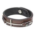 Pulseira de Couro Marrom com Detalhe Cruz Paul Western 29725 Pulseira de Couro Marrom com Detalhe Cruz Paul Western 29725