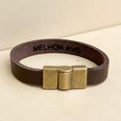 Pulseira de Couro Marrom Personalizada