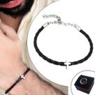 Pulseira de Couro Masculina Cruz Minimalista Ajustável com Prolongador Pulseira de Couro Masculina Cruz Minimalista Ajustável com Prolongador