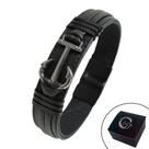 Pulseira de Couro Masculina Magnética Âncora Força Pulseira de Couro Masculina Magnética Âncora Força