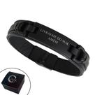 Pulseira de Couro Masculina Magnética Livrai-me do Mal Pulseira de Couro Masculina Magnética Livrai-me do Mal