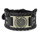 Pulseira de couro masculina vintage Dragon Compass Plate 27,5x4cm