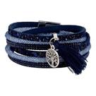 Pulseira De Couro Multicamadas Azul , Linda , Especial