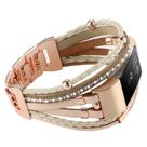 Pulseira de couro para Fitbit Charge 2 WONFAITH Posh cáqui/ouro rosa