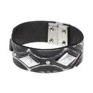 Pulseira de Couro Preto Bordado com Rebites Pyramid Country 25401