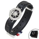 Pulseira de Couro Preto Bússola Rosa dos Ventos com Fecho Strap Plug Ajustável