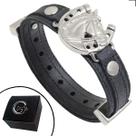 Pulseira de Couro Preto Cavalo Ferradura com Fecho STRAP PLUG Ajustável