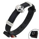 Pulseira de Couro Preto Crânio/Caveira Pequeno com Fecho Strap Plug Ajustável