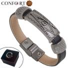 Pulseira de Couro Preto Magnética Maçonaria Liberdade Compasso Pulseira de Couro Preto Magnética Maçonaria Liberdade Compasso