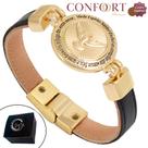 Pulseira de Couro Preto Magnética Premium Espírito Santo Dourado Fé