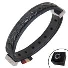 Pulseira de Couro Preto Minimalista SENSAÇÃO Trançada com Fecho Strap Plug Ajustável