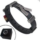 Pulseira de Couro Preto Navalha BARBEARIA com Fecho STRAP PLUG Ajustável