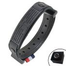 Pulseira de Couro Preto Oração PAI NOSSO com Fecho Strap Plug Ajustável