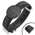 Pulseira de Couro Preto SÃO BENTO ALL BLACK com Fecho Strap Plug Ajustável