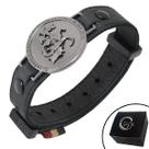 Pulseira de Couro Preto SÃO JORGE com Fecho Strap Plug Ajustável