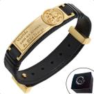 Pulseira de Couro Preto São Jorge com Fecho Strap Plug Ajustável Pulseira de Couro Preto São Jorge com Fecho Strap Plug Ajustável
