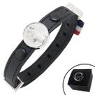 Pulseira de Couro Preto SÃO JOSÉ com Fecho Strap Plug Ajustável