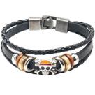 Pulseira De Couro Preto Trançado Caveira One Piece
