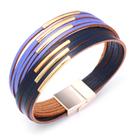 Pulseira de couro PU para mulheres, estilo envoltório multicamada