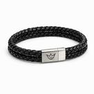 Pulseira de Couro Trançada Preta