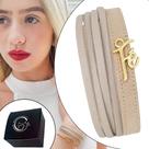 Pulseira de Couro Trançado Nude Feminina Ajustável Pingente Fé Dourado Pulseira de Couro Trançado Nude Feminina Ajustável Pingente Fé Dourado