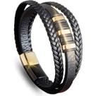 Pulseira de Couro Trançado, Preta com Fecho Magnético