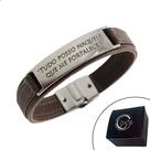 Pulseira de Couro Tudo Posso Naquele que me Fortalece Marrom Pulseira de Couro Tudo Posso Naquele que me Fortalece Marrom