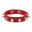 Pulseira de couro vermelho com pontas no estilo punk rock com 22 cm de comprimento