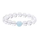 Pulseira de cristal branco natural de 10 mm com pérolas de água-marinha Pulseira de cristal branco natural de 10 mm com pérolas de água-marinha
