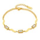 Pulseira de cristal de estilo francês para mulheres em aço inoxidável banhado a ouro