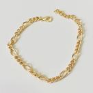 Pulseira de Elos Intercalados Dourada Bijuteria