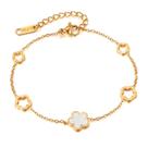 Pulseira de flor de aço inoxidável para mulheres banhada a ouro