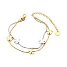 Pulseira De Flor Em Aço Inoxidável Com Ouro 18K Embutido, Dupla Camada, À Prova d'Água, Joias
