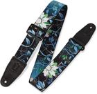Pulseira de guitarra Levy's Leathers 2 Wide Poliéster Preta/Azul Floral