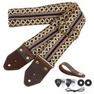 Pulseira de guitarra Nefelibata Jacquard bordada em algodão preto e ouro