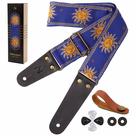 Pulseira de guitarra Nefelibata Sun bordada em algodão com pontas de couro Pulseira de guitarra Nefelibata Sun bordada em algodão com pontas de couro