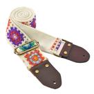 Pulseira de guitarra SHEING Crochet Flower com pontas de couro de 5 cm de largura Pulseira de guitarra SHEING Crochet Flower com pontas de couro de 5 cm de largura