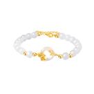 Pulseira de jade com pingente de fivela de paz para mulheres de 15,6 cm