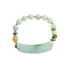 Pulseira de jade natural com amuleto de Pi Xiu esculpido para mulheres