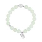 Pulseira de jade para mulheres de 8 mm com miçangas e etiqueta de boa sorte em prata S925