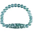 Pulseira de jadeíte azul de grau A com pérola Dzi esculpida de nove olhos